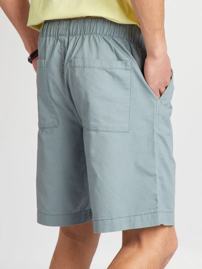 PANTALóN CORTO RECTO CON CINTURA ELáSTICA  AZUL