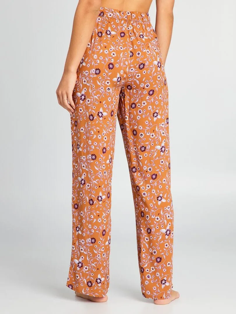 PANTALóN DE PIJAMA ANCHO ESTAMPADO  MARRON