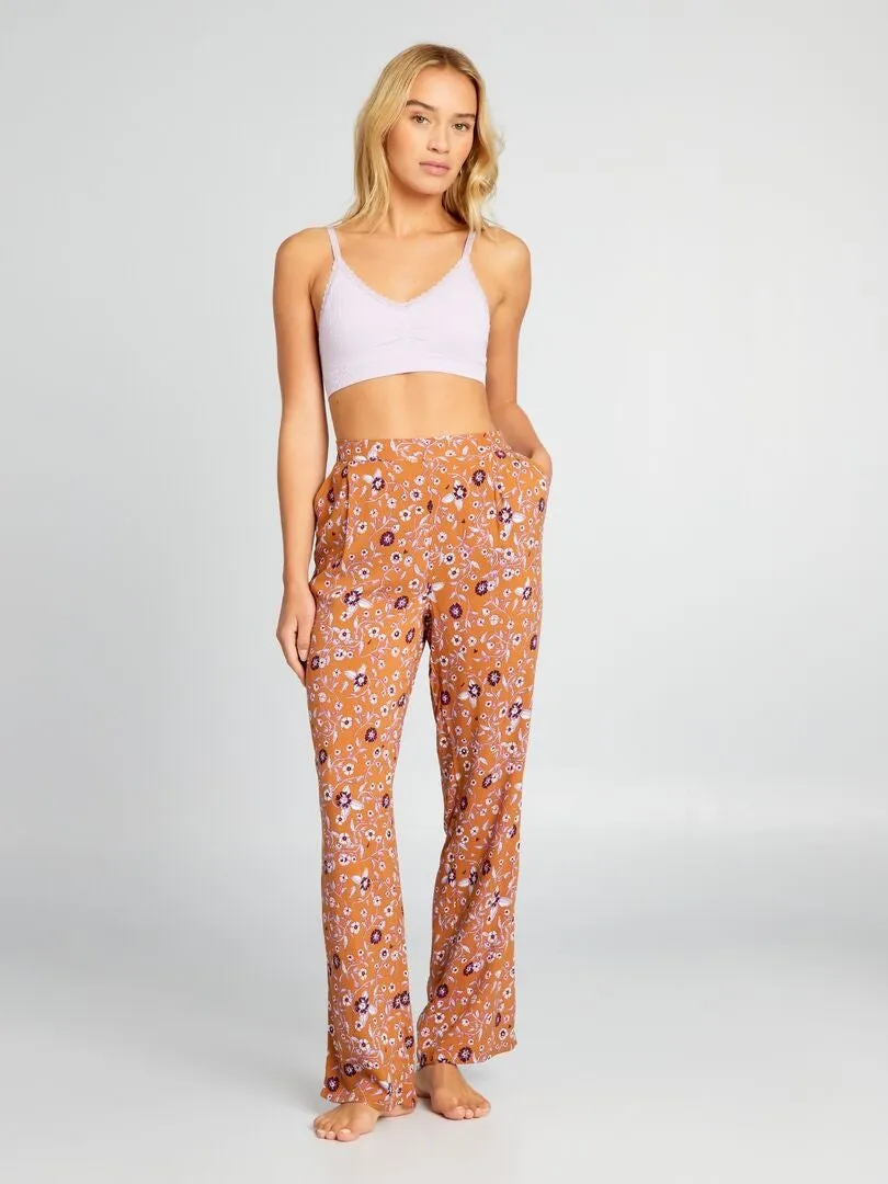 PANTALóN DE PIJAMA ANCHO ESTAMPADO  MARRON