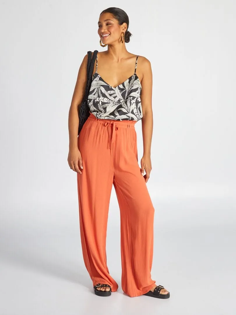 PANTALóN LOOSE DE PUNTO DE CREPé  NARANJA