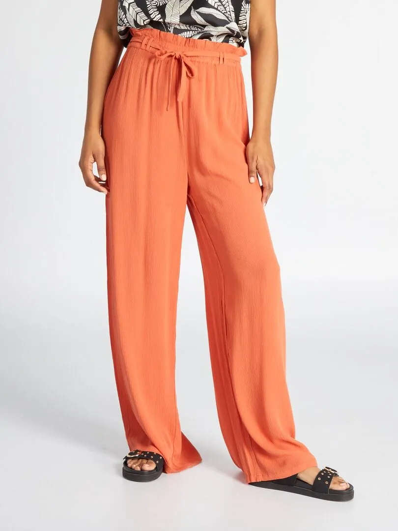 PANTALóN LOOSE DE PUNTO DE CREPé  NARANJA