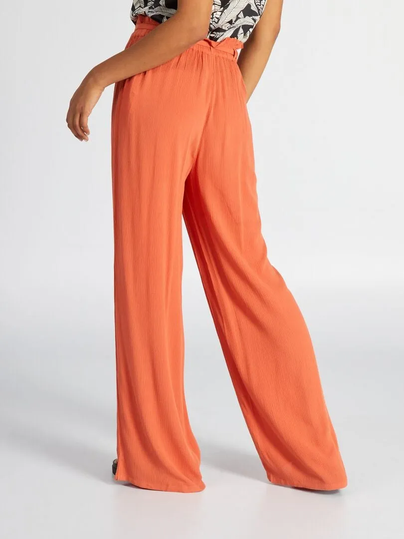 PANTALóN LOOSE DE PUNTO DE CREPé  NARANJA