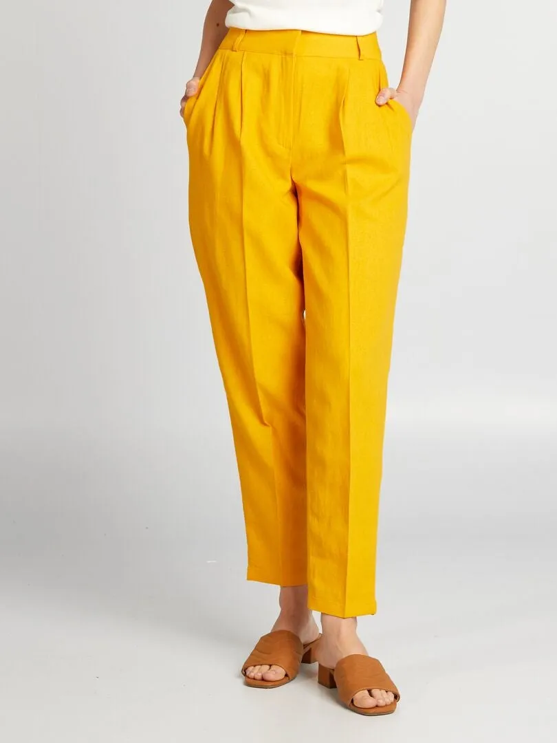 PANTALóN PITILLO DE LINO  NARANJA