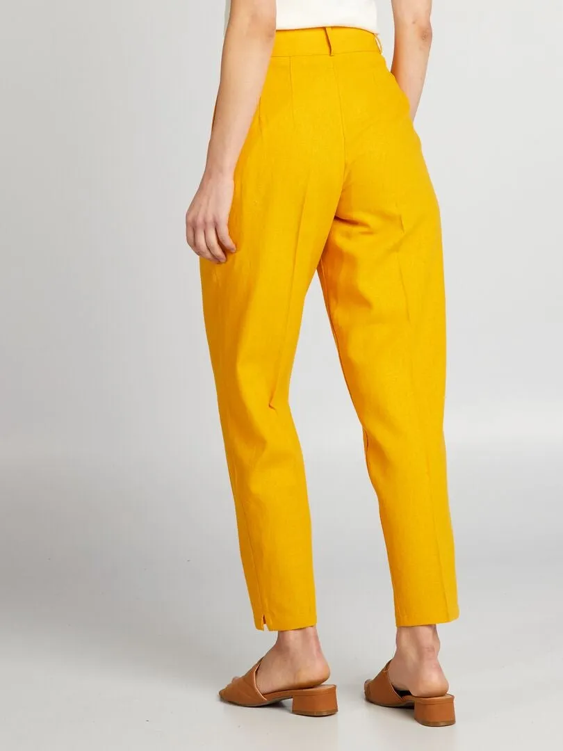 PANTALóN PITILLO DE LINO  NARANJA