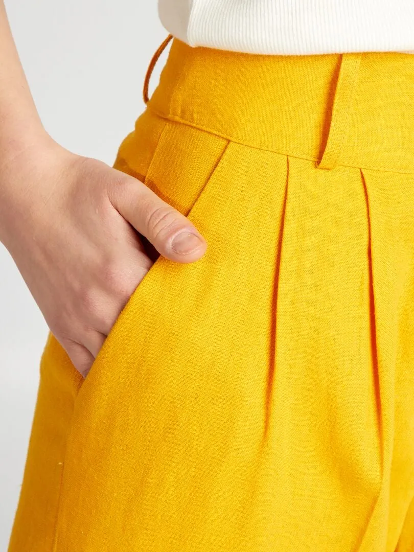 PANTALóN PITILLO DE LINO  NARANJA