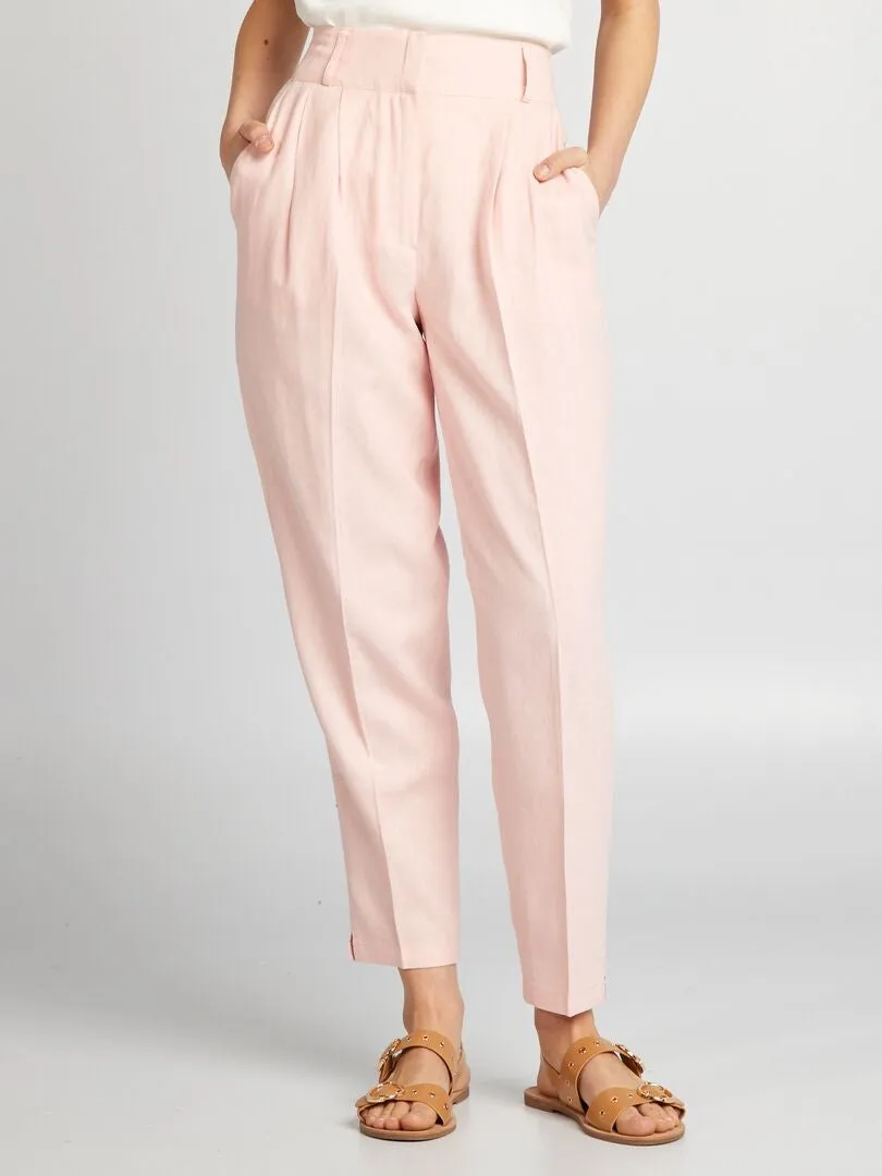 PANTALóN PITILLO DE LINO  ROSA