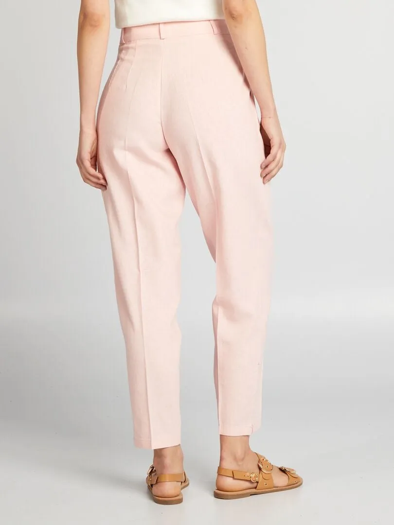 PANTALóN PITILLO DE LINO  ROSA