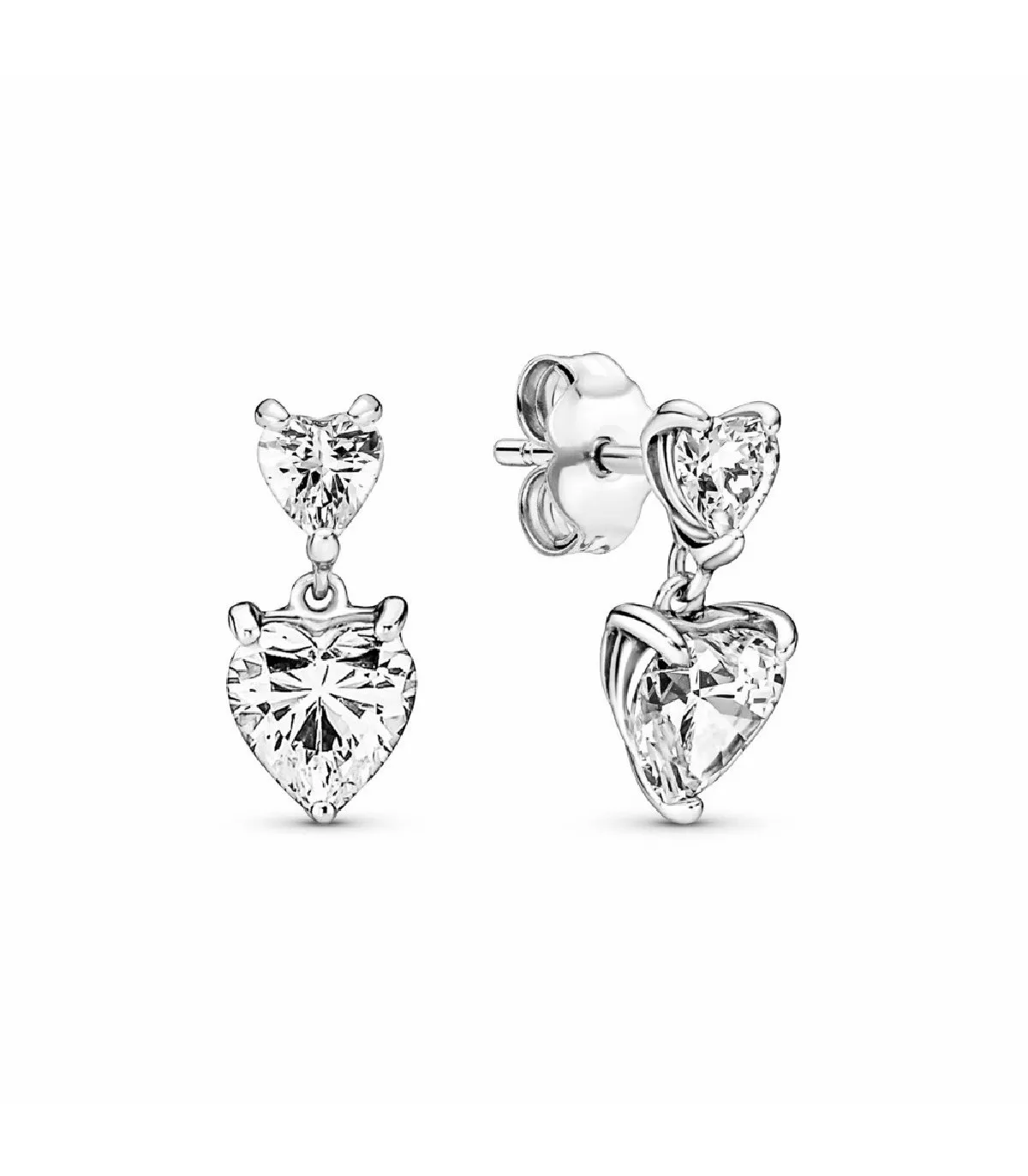PENDIENTES PANDORA BOTóN DOBLE CORAZóN BRILLANTE  291199C01