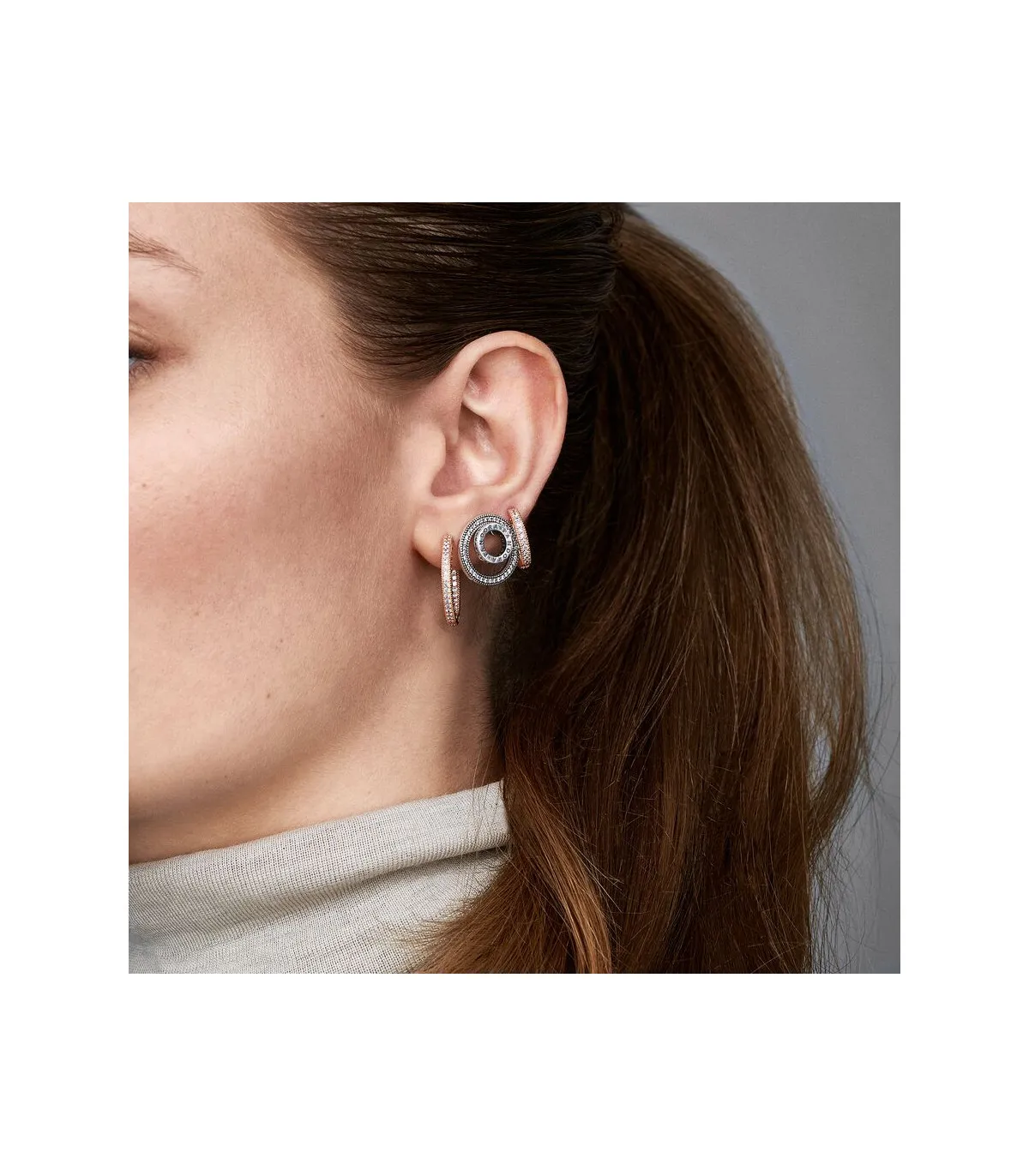 PENDIENTES PANDORA ROSEO ARO GRANDE CORAZONES PAVé  286318CZ