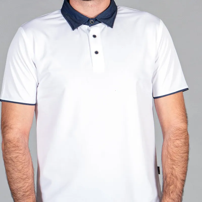 POLO DE HOMBRE BLANCO CON CUELLO TEJANO  GARY'S