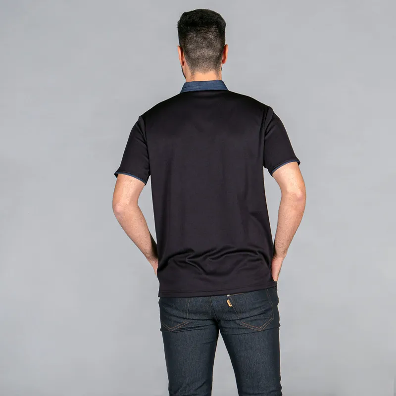 POLO DE HOMBRE NEGRO CON CUELLO TEJANO  GARY'S