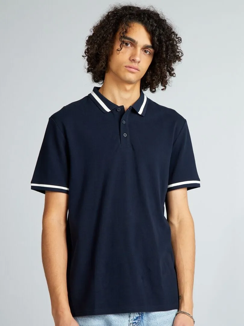 POLO DE MANGA CORTA CON CONTRASTES  AZUL