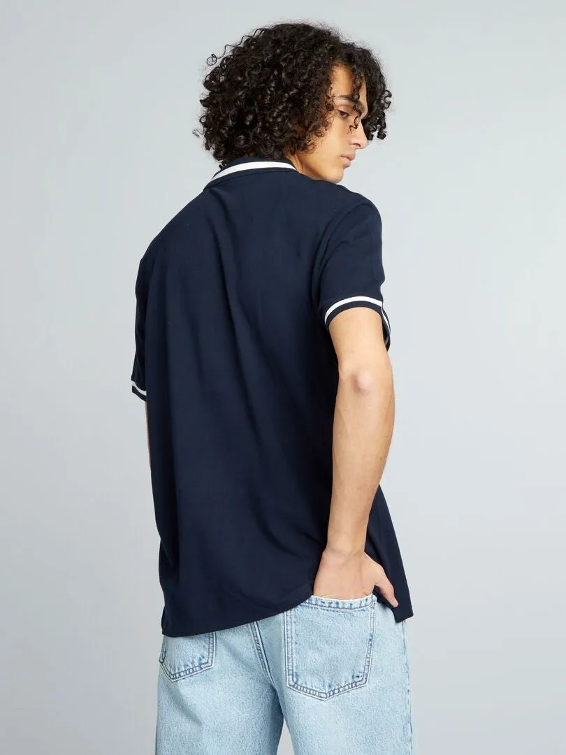 POLO DE MANGA CORTA CON CONTRASTES  AZUL