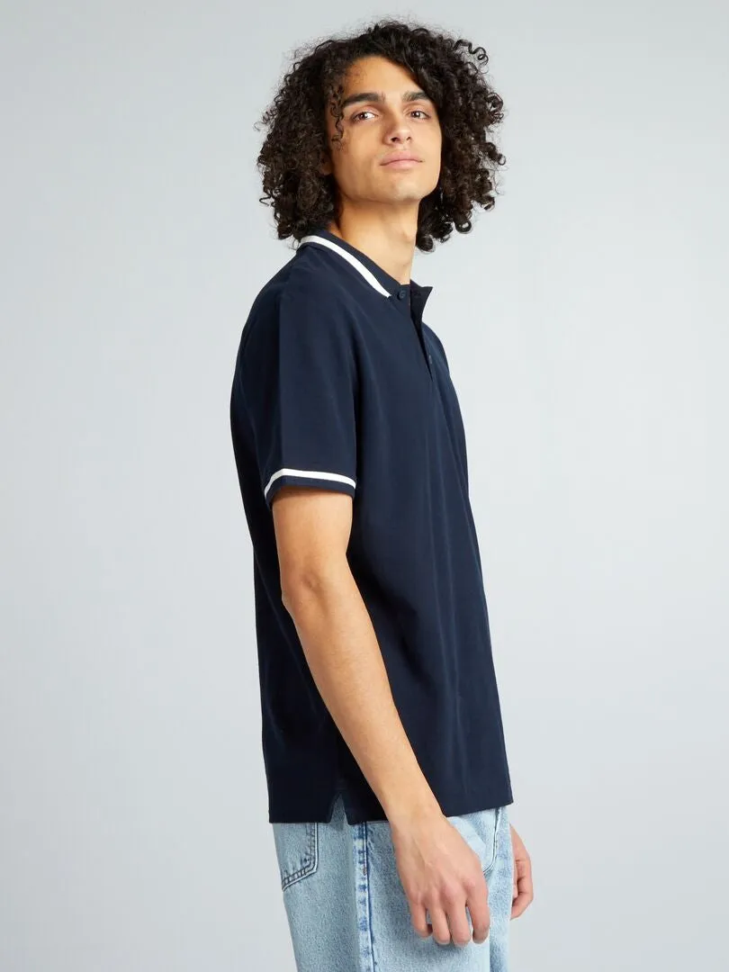 POLO DE MANGA CORTA CON CONTRASTES  AZUL