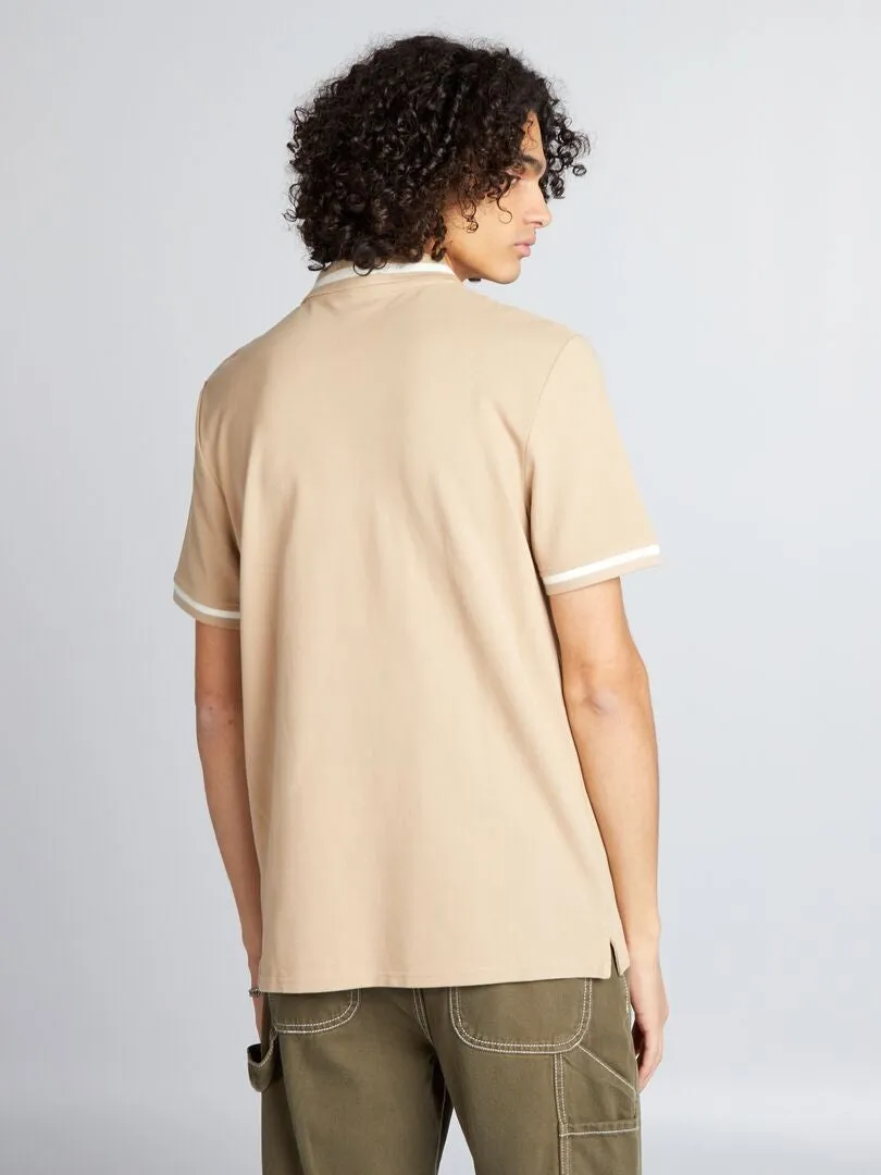 POLO DE MANGA CORTA CON CONTRASTES  BEIGE