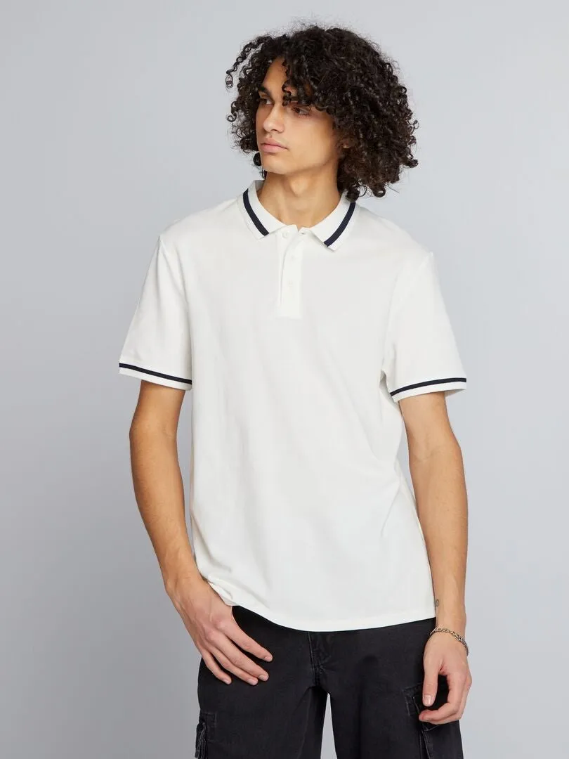 POLO DE MANGA CORTA CON CONTRASTES  BLANCO