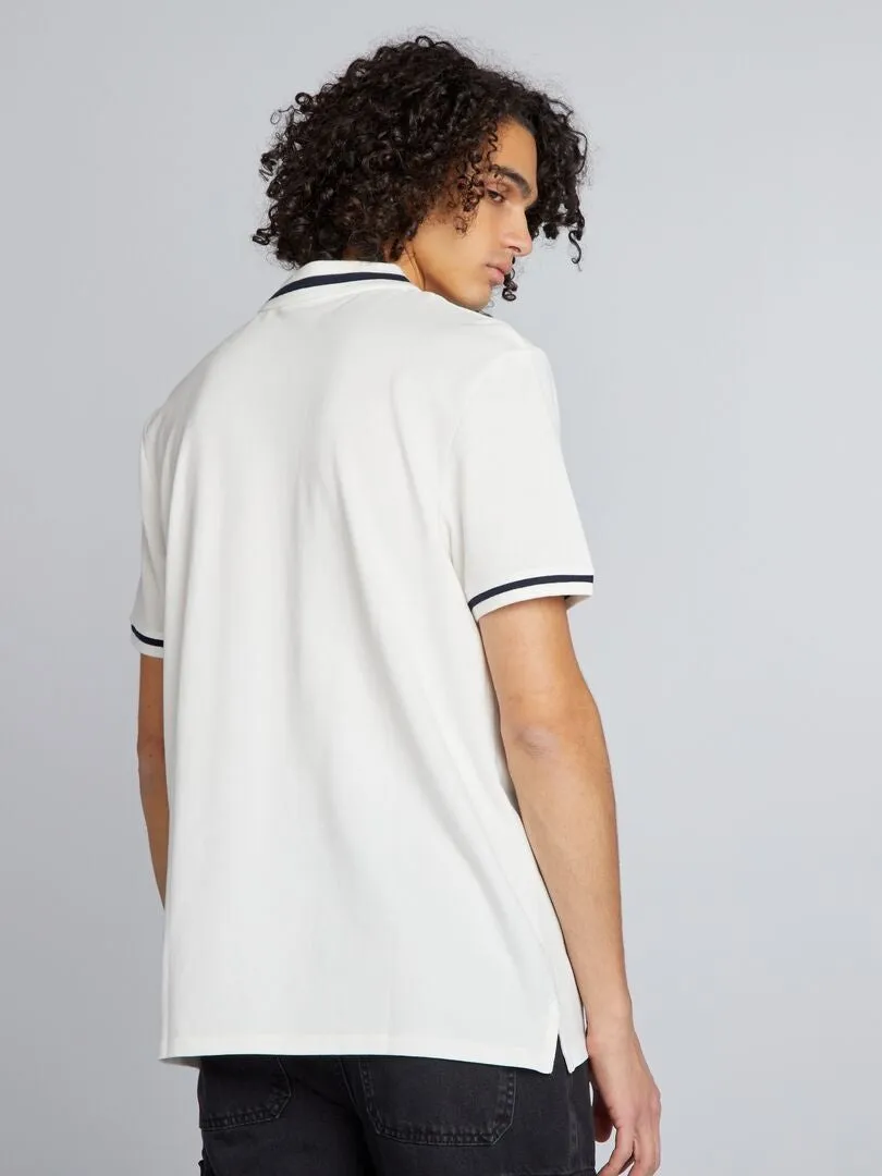 POLO DE MANGA CORTA CON CONTRASTES  BLANCO
