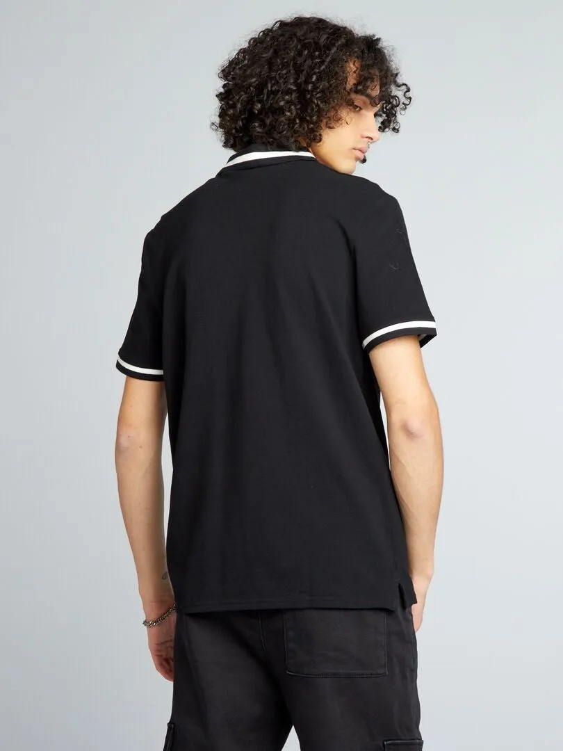POLO DE MANGA CORTA CON CONTRASTES  NEGRO