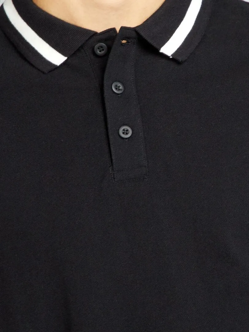 POLO DE MANGA CORTA CON CONTRASTES  NEGRO