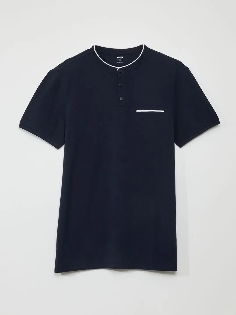 POLO DE PIQUé ALGODóN CON CUELLO MAO  AZUL