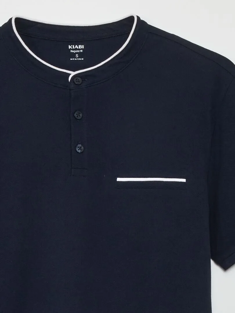 POLO DE PIQUé ALGODóN CON CUELLO MAO  AZUL