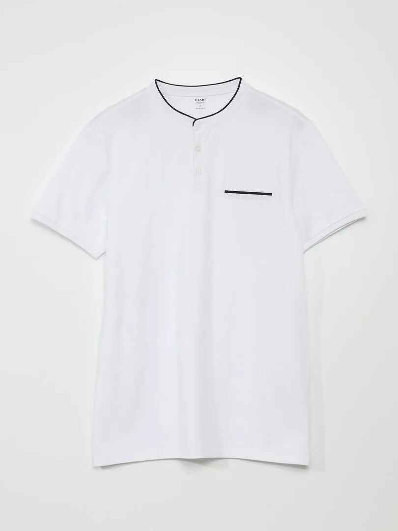 POLO DE PIQUé ALGODóN CON CUELLO MAO  BLANCO