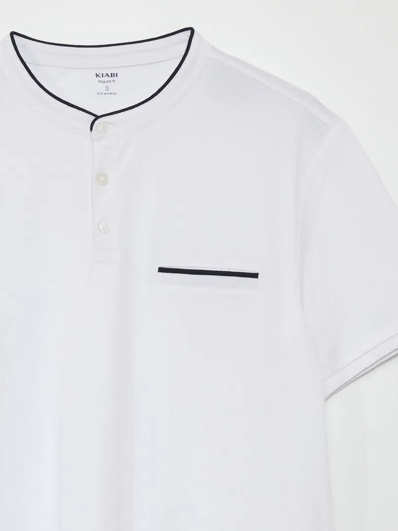 POLO DE PIQUé ALGODóN CON CUELLO MAO  BLANCO