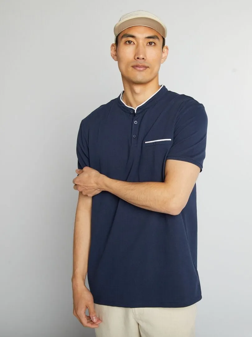 POLO DE PIQUé ALGODóN CON CUELLO MAO  NEGRO