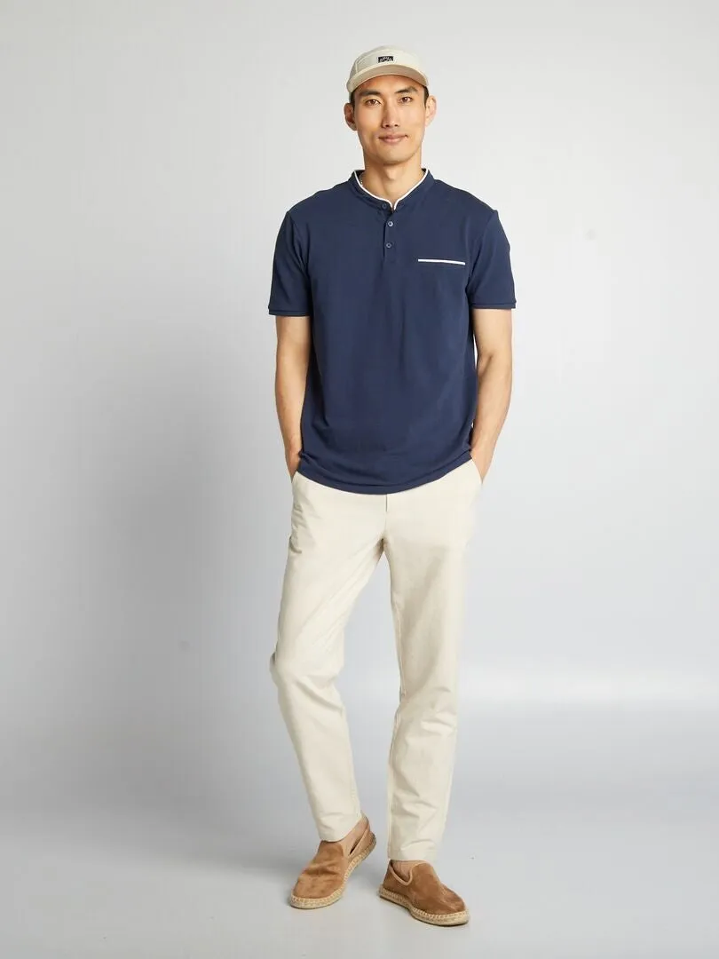 POLO DE PIQUé ALGODóN CON CUELLO MAO  NEGRO