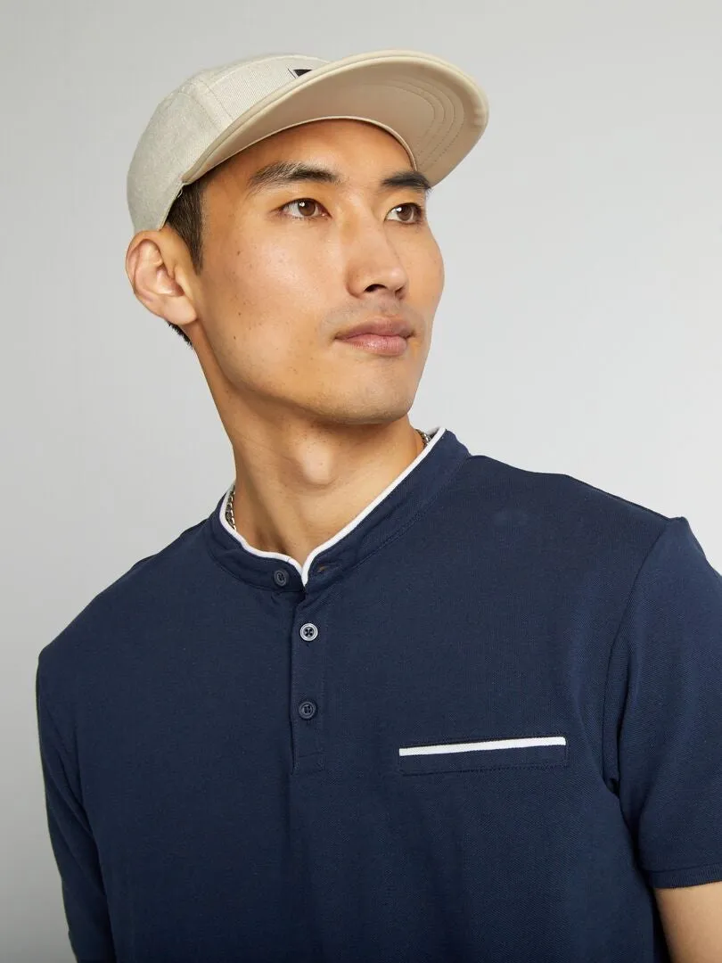 POLO DE PIQUé ALGODóN CON CUELLO MAO  NEGRO