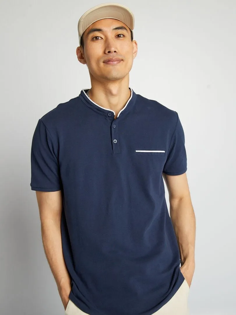 POLO DE PIQUé ALGODóN CON CUELLO MAO  NEGRO