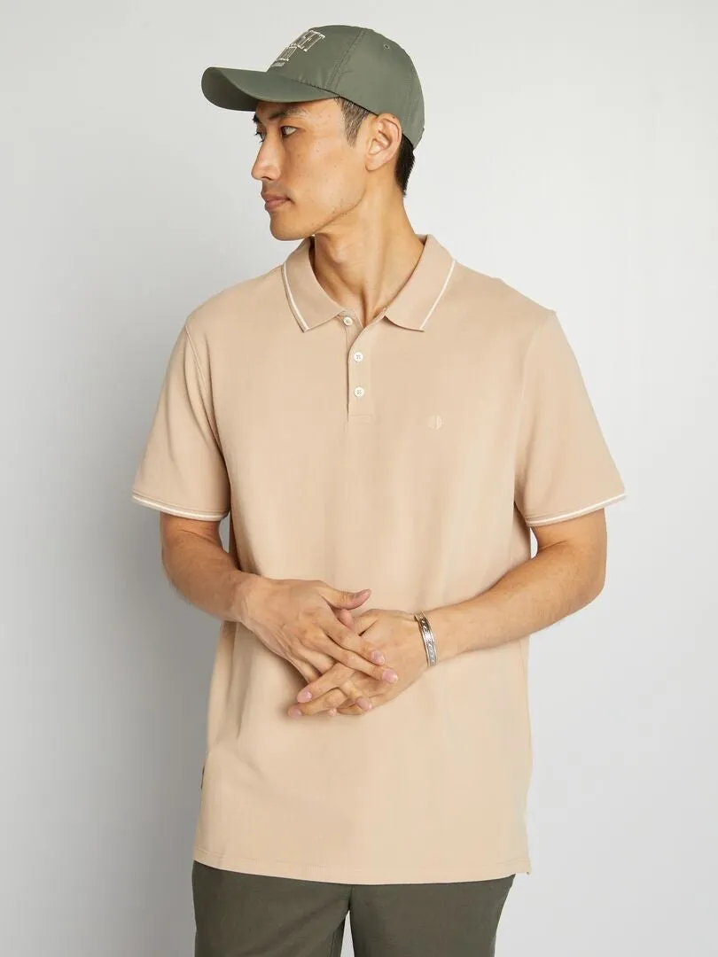 POLO DE PIQUé DE ALGODóN  BEIGE