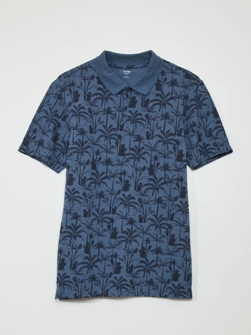 POLO DE PIQUé DE ALGODóN CON ESTAMPADO  AZUL