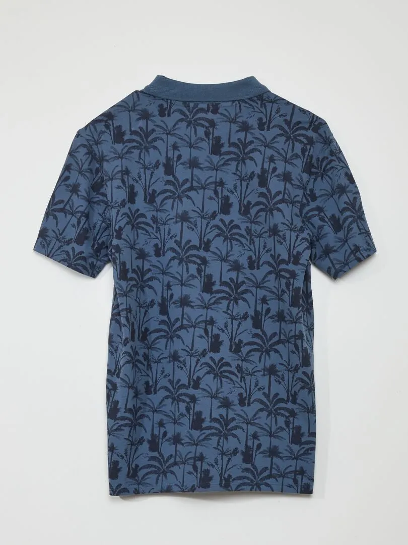 POLO DE PIQUé DE ALGODóN CON ESTAMPADO  AZUL