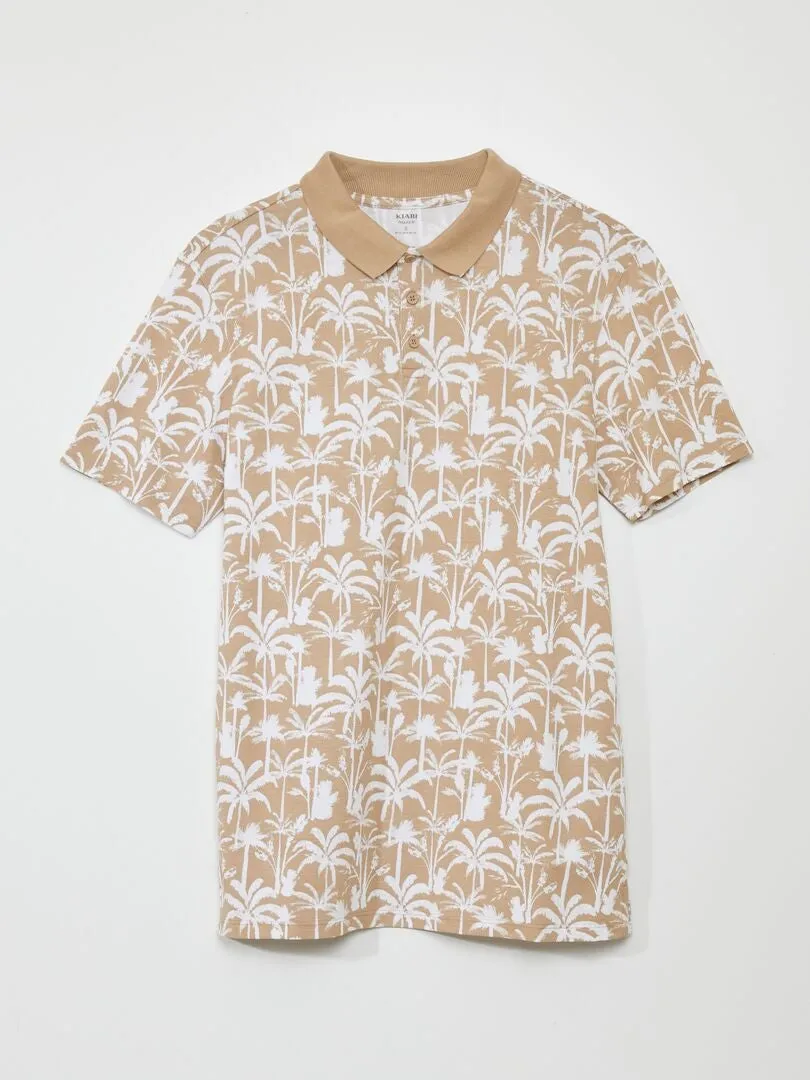 POLO DE PIQUé DE ALGODóN CON ESTAMPADO  BEIGE