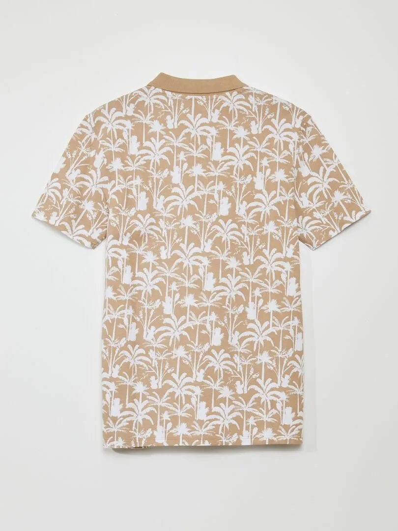 POLO DE PIQUé DE ALGODóN CON ESTAMPADO  BEIGE