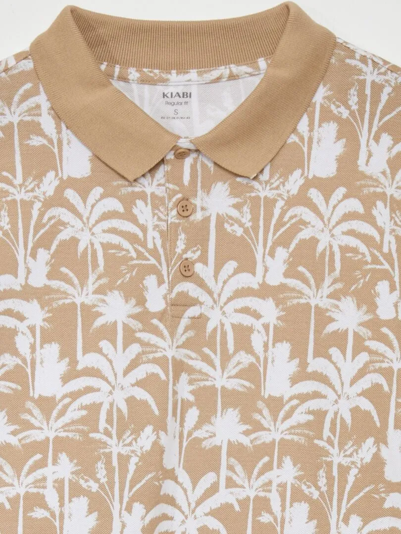 POLO DE PIQUé DE ALGODóN CON ESTAMPADO  BEIGE