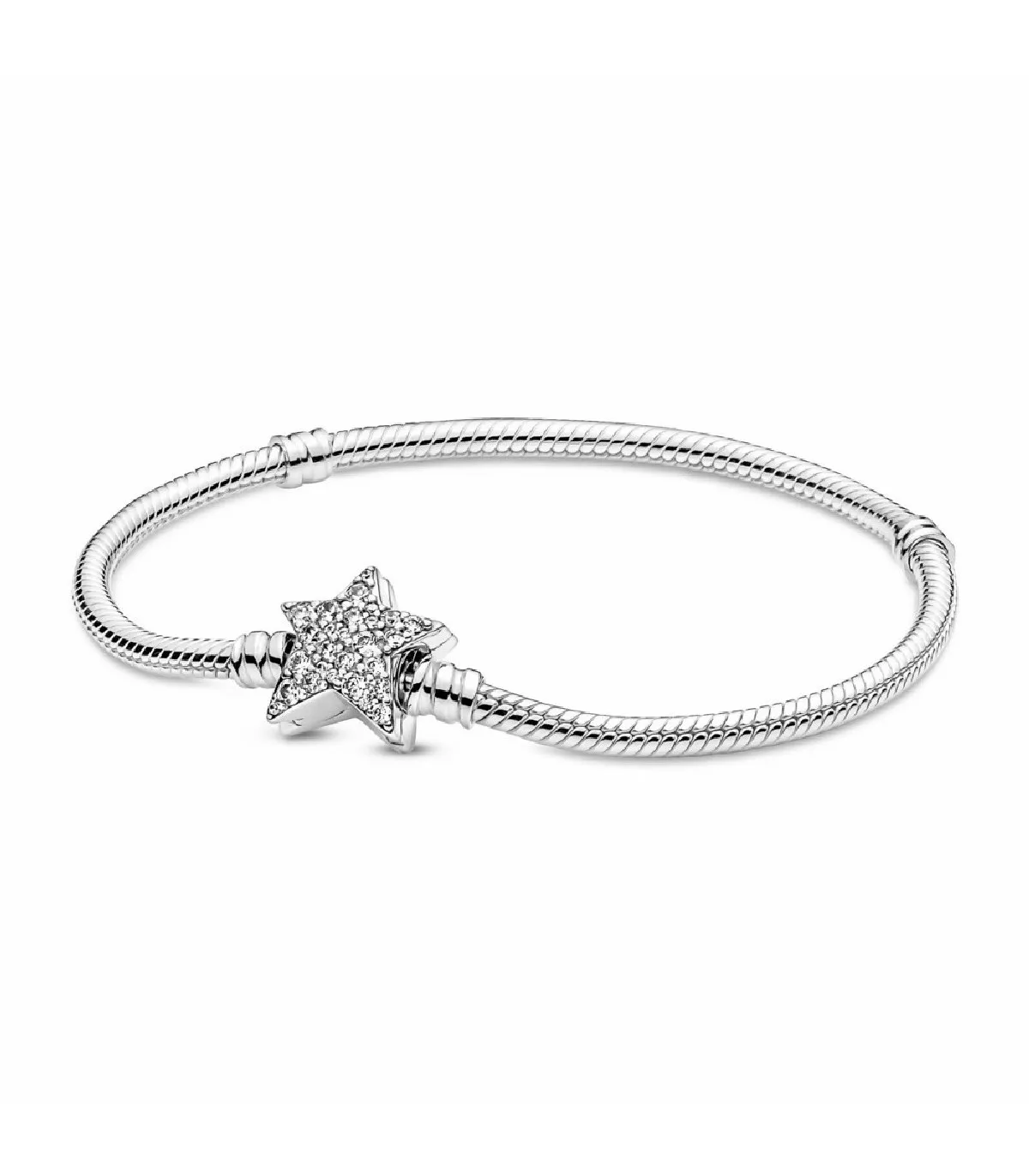 PULSERA PANDORA MOMENTS CADENA DE SERPIENTE EN PLATA DE LEY CIERRE ESTRELLA ASIMéTRICA  599639C01