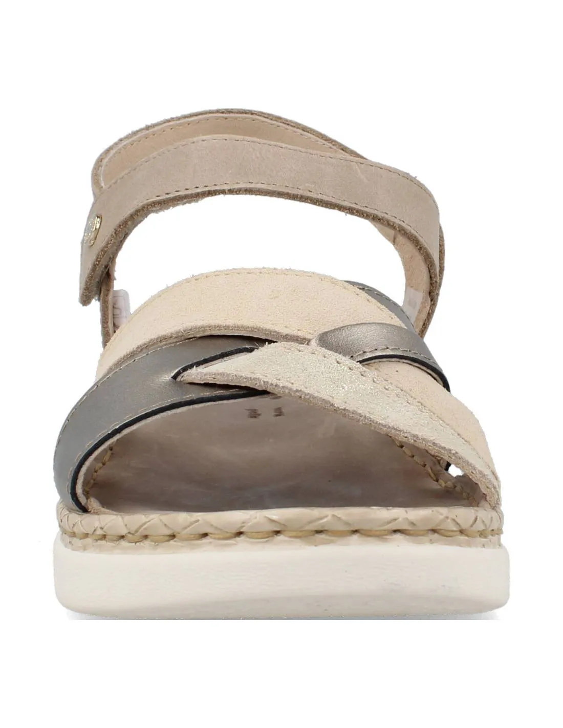RIPOSELLA  SANDALIA LAURA ENTRELAZADO METALIZADO VELCRO BEIGE