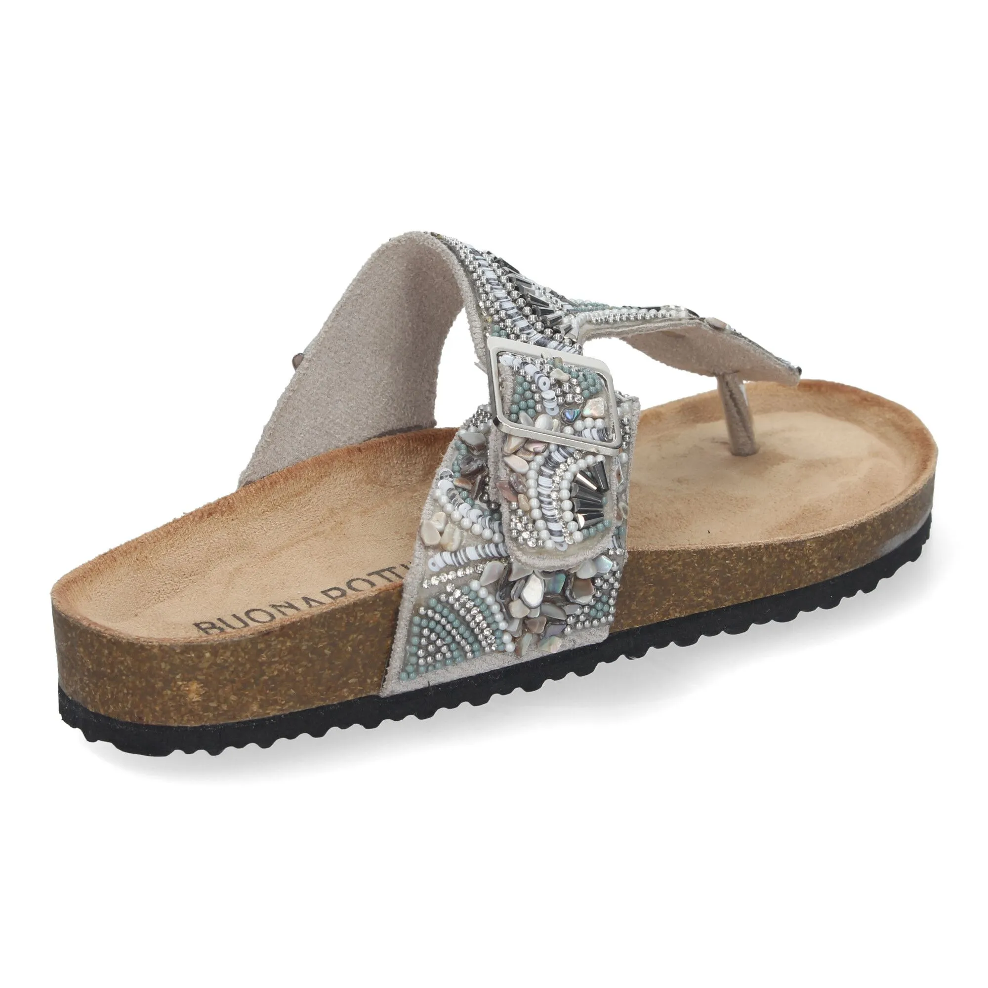 SANDALIAS PLATEADAS PLANAS ESTILO BIO ESCLAVA PARA MUJER AY3066