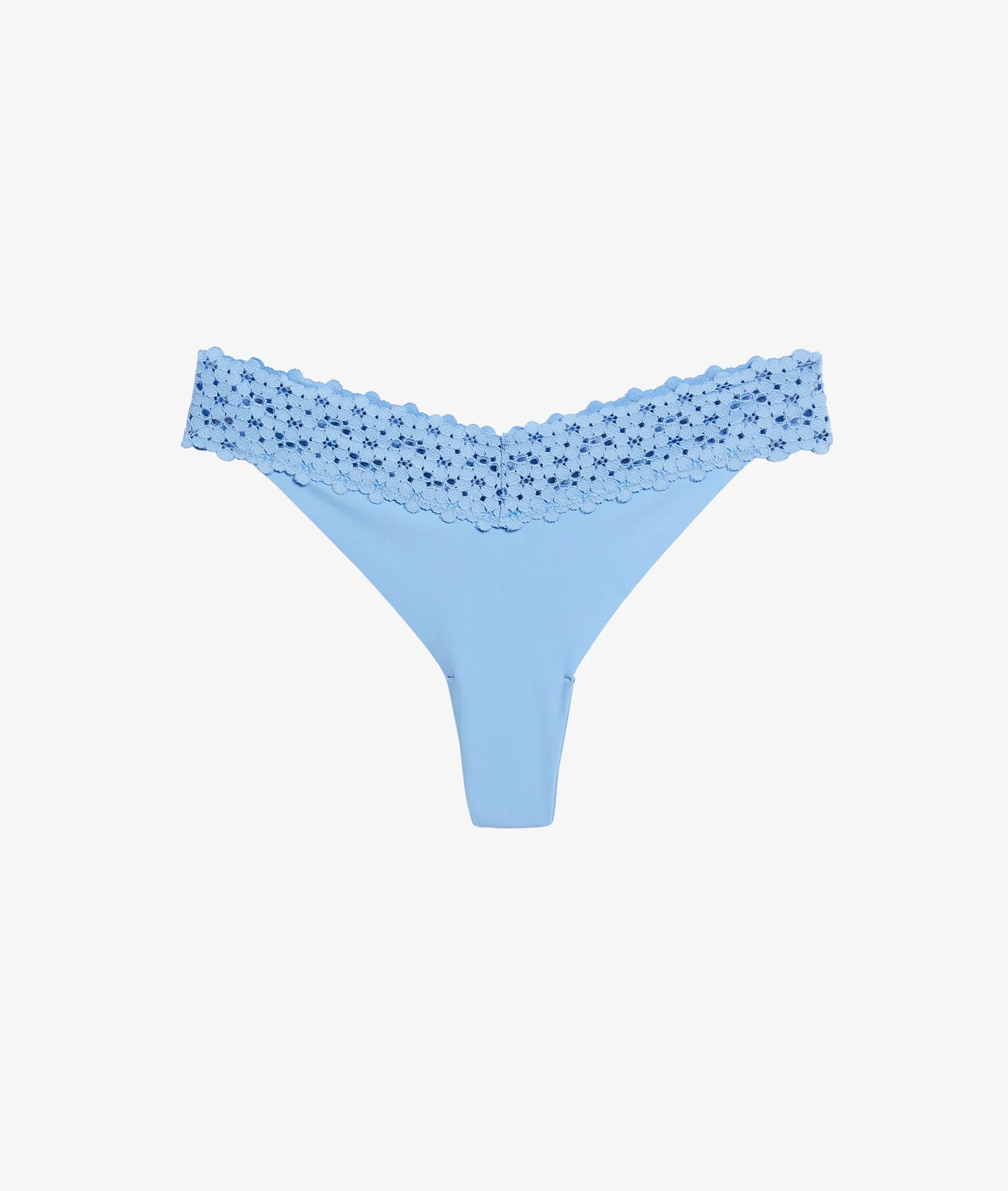 TANGA MICROFIBRA, MOTIVOS DE ENCAJE WISH BLEU VIF  ETAM