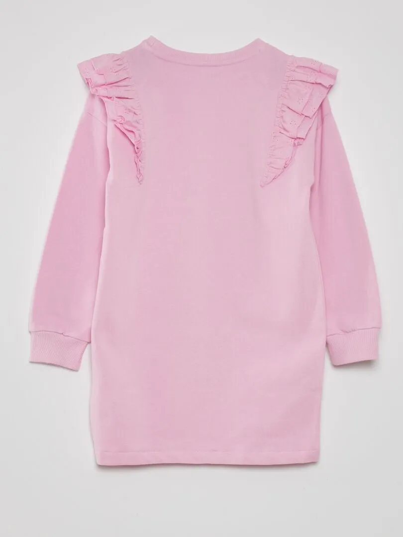 VESTIDO CON VOLANTES EN LAS MANGAS 'STITCH'  ROSA