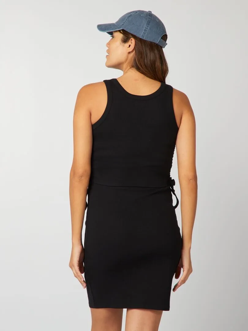 VESTIDO CORTO DE LACTANCIA DE PUNTO DE CANALé  NEGRO
