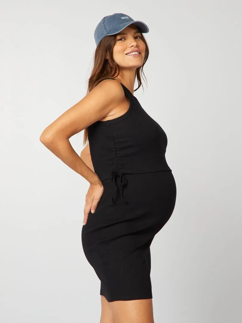 VESTIDO CORTO DE LACTANCIA DE PUNTO DE CANALé  NEGRO
