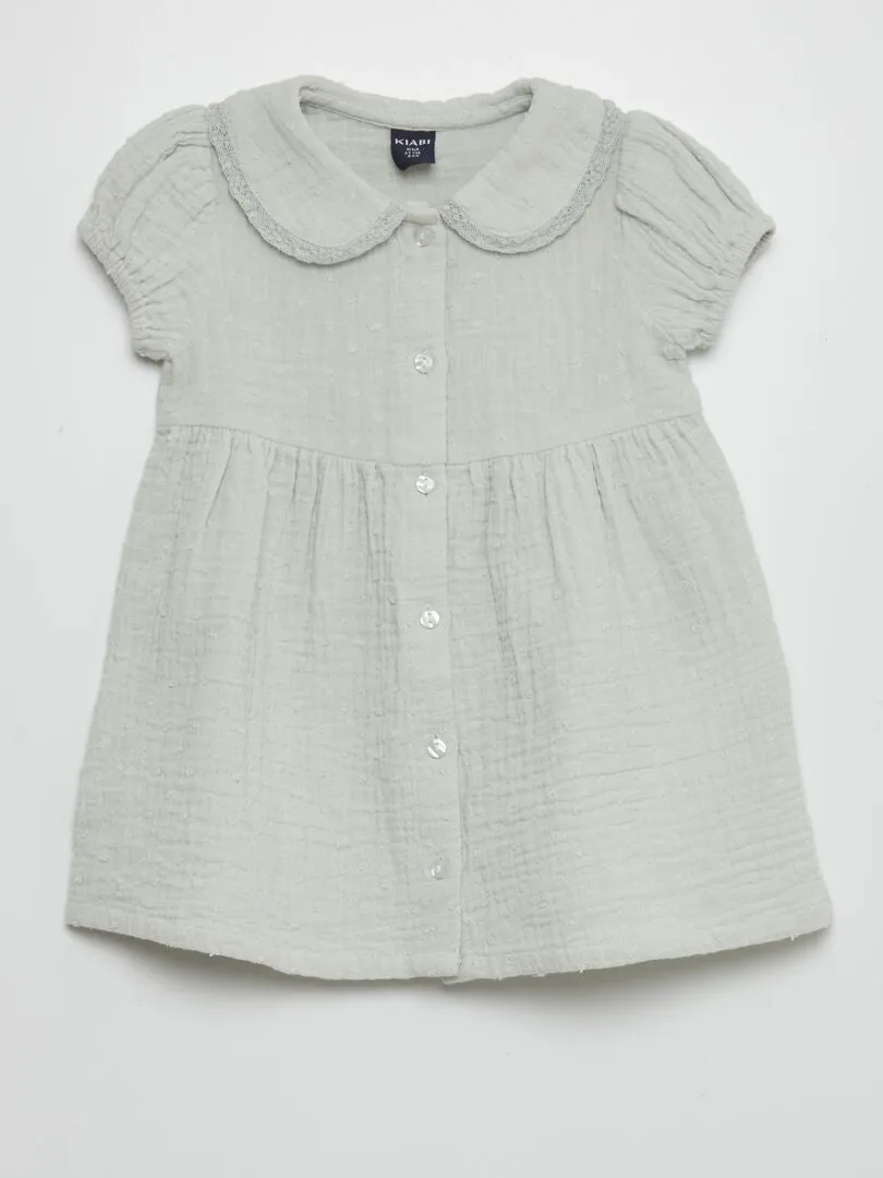 VESTIDO DE GASA DE ALGODóN  AZUL