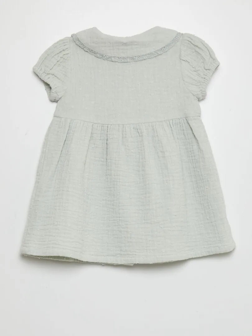 VESTIDO DE GASA DE ALGODóN  AZUL