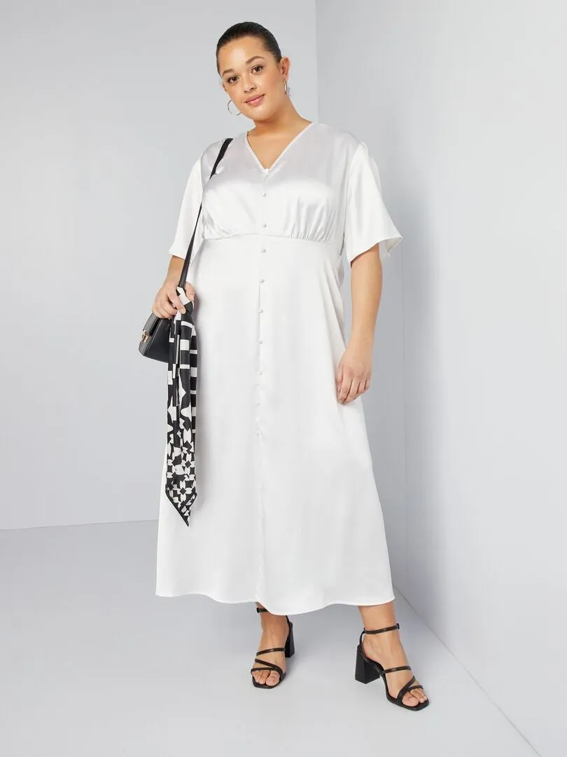 VESTIDO LARGO SATINADO  BLANCO