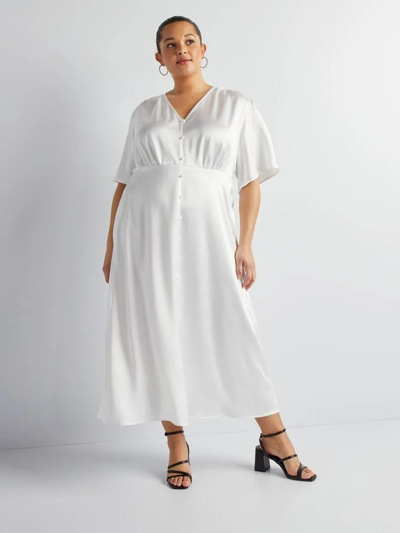 VESTIDO LARGO SATINADO  BLANCO