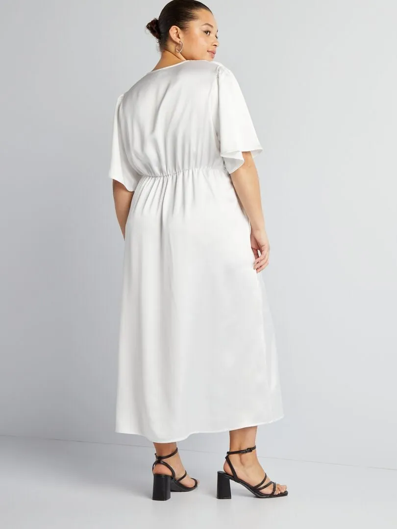 VESTIDO LARGO SATINADO  BLANCO