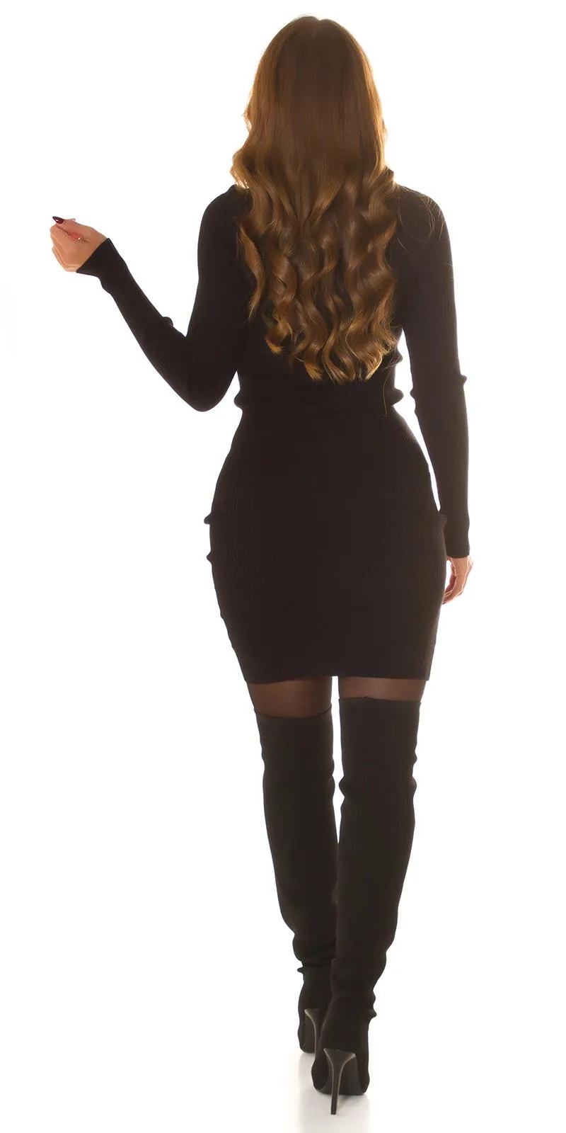 Vestido mini de punto ajustado negro